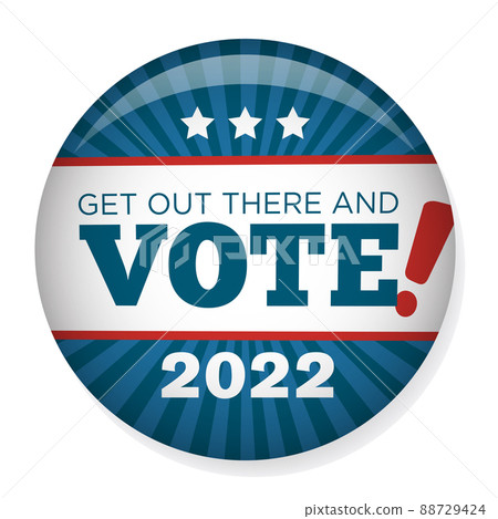 2022 Midterm Elections Design w Red White and Blue Vote Icon 88729424