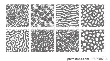 Set of hand drawn organic seamless patterns. 88730706