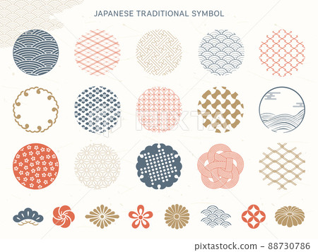 Japanese traditional symbols and frame collection 88730786