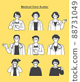 A simple and cute illustration set for male and female doctors and children who will guide you with a mask 88731049