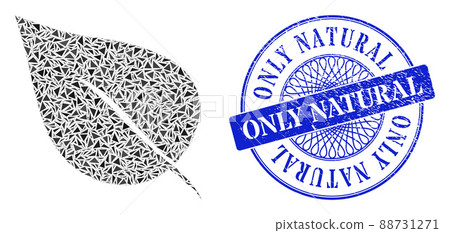 Scratched Only Natural Badge and Triangle Plant Leaf Mosaic Scratched Only Natural Badge and Triangle Plant Leaf Mosaic 88731271