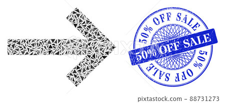 Rubber 50 percent Off Sale Badge and Triangle Right Arrow Mosaic Rubber 50 percent Off Sale Badge and Triangle Right Arrow Mosaic 88731273
