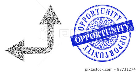 Textured Opportunity Seal and Triangle Bifurcation Arrow Left Up Mosaic Textured Opportunity Seal and Triangle Bifurcation Arrow Left Up Mosaic 88731274