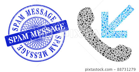 Rubber Spam Message Badge and Triangle Incoming Call Mosaic Rubber Spam Message Badge and Triangle Incoming Call Mosaic 88731279