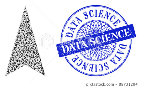 Textured Data Science Badge and Triangle Arrowhead Up Mosaic 88731294