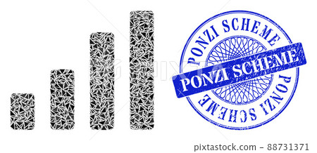 Scratched Ponzi Scheme Seal and Triangle Bar Chart Mosaic Scratched Ponzi Scheme Seal and Triangle Bar Chart Mosaic 88731371