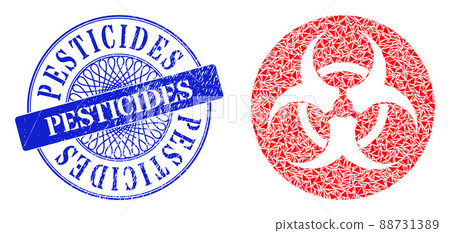 Textured Pesticides Badge and Triangle Bio-Hazard Mosaic 88731389