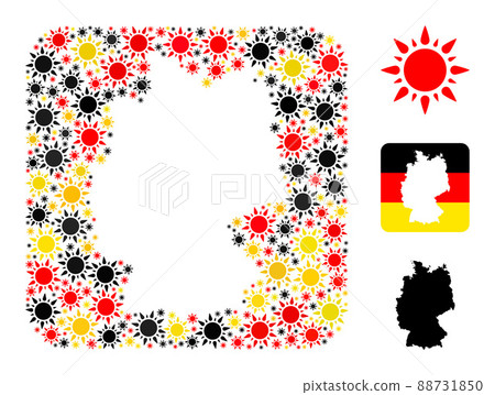 German Map Subtraction Collage of Sunshine Items in German Flag Colors 88731850