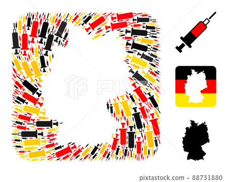 German Map Subtraction Collage of Blood Syringe Icons in German Flag Colors 88731880
