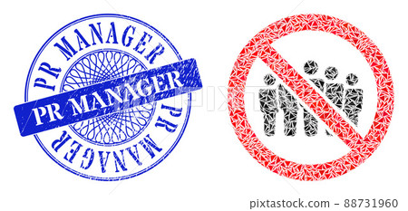 Grunge Pr Manager Stamp and Triangle Forbidden People Crowd Mosaic 88731960
