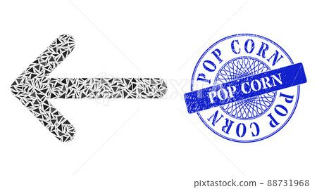 Scratched Pop Corn Stamp Seal and Triangle Arrow Left Mosaic 88731968