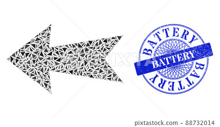 Scratched Battery Stamp and Triangle Arrow Left Mosaic 88732014