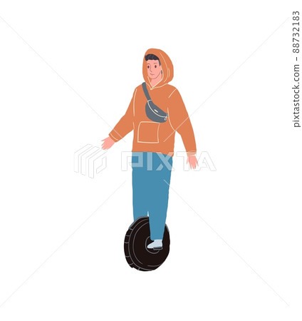 Flat cartoon character ride mono wheel,healthy outdoor activities social vector illustration concept 88732183