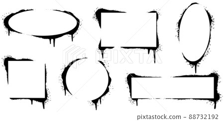 Grunge stencil frames. Spray painted frame, ink splatter texture and stencils border. vector illustration. 88732192