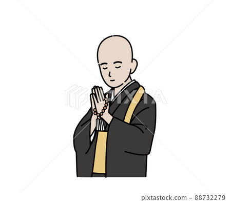 Chief priest, monk, male, hands together, illustration 88732279