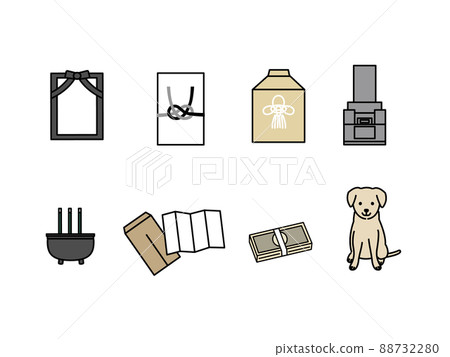 Funeral-related icon set, funeral, cremation, grave 88732280
