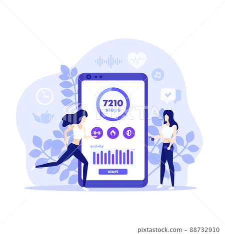 Fitness app vector illustration with a woman 88732910