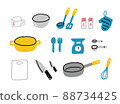 Various illustrations of kitchen utensils (no ruled lines) 88734425