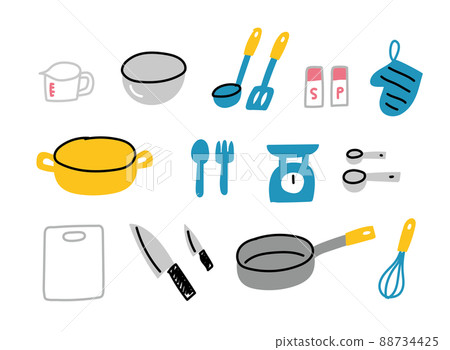 Various illustrations of kitchen utensils (no ruled lines) Various illustrations of kitchen utensils (no ruled lines) 88734425