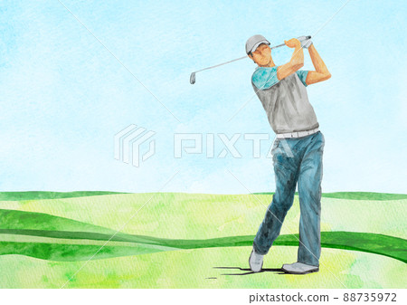 Golfer watercolor hand-painted illustration 88735972