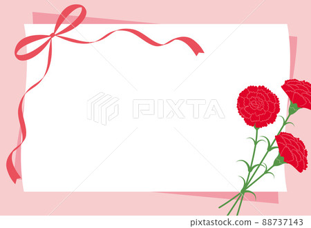 Mother's Day background illustration with red carnation and ribbon 88737143