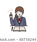Illustration of a high school girl explaining the points with a smile 88738244