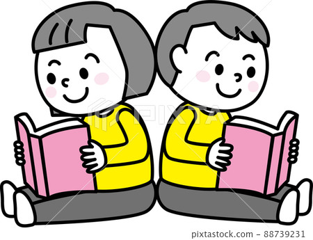 兒童閱讀書籍(男孩和女孩) 兒童閱讀書籍(男孩和女孩) 88739231