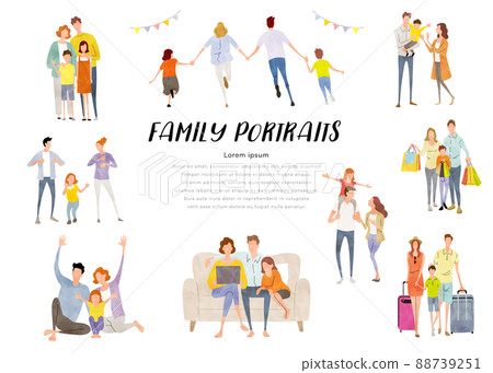 Vector illustration material: Various families, person sets 88739251