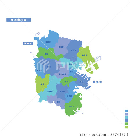 橫濱市行政區/橫濱市地圖我嘗試在下雨天按顏色進行顏色編碼 88741773