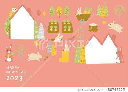 2023 New Year's card Forest Rabbit Photo Frame 88742225