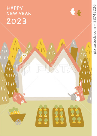 2023 New Year's card Forest Rabbit House Photo Frame 88742226