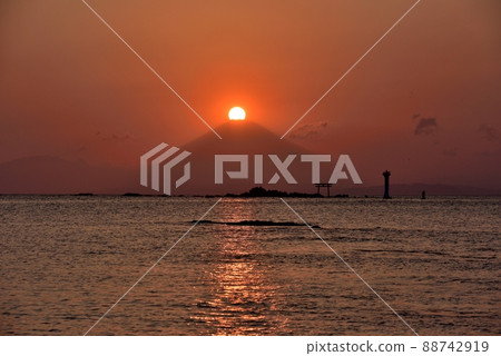 Hayama Yujiro Lighthouse and Diamond Fuji Beginning 88742919