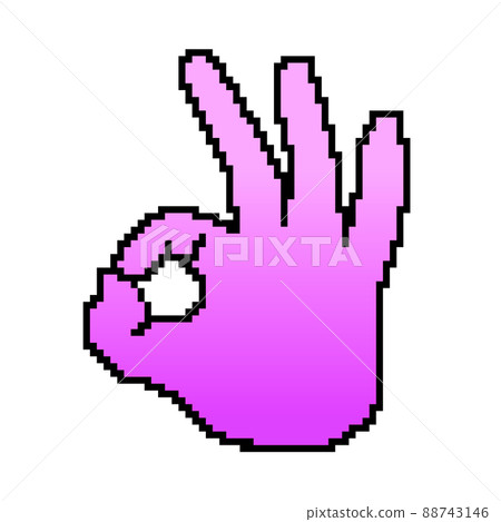 OK 手勢(紫色) 像素藝術 OK 手勢(紫色) 像素藝術 88743146