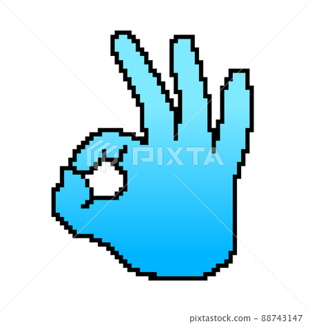 OK hand sign (blue) pixel art OK hand sign (blue) pixel art 88743147