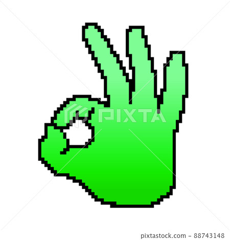 OK hand sign (green) pixel art OK hand sign (green) pixel art 88743148