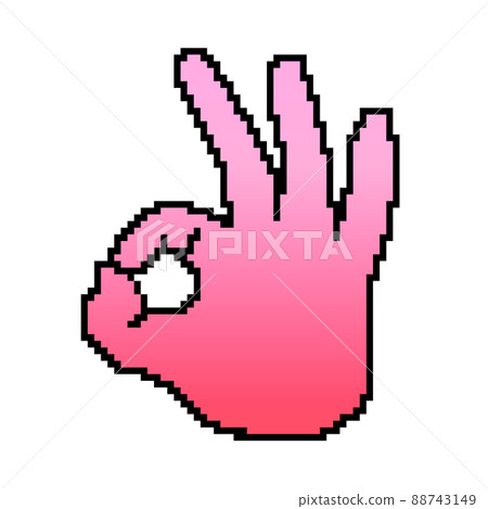 OK hand sign (red) pixel art OK hand sign (red) pixel art 88743149