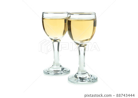 Plum vodka shots isolated on white background Plum vodka shots isolated on white background 88743444