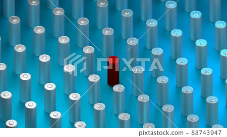 Dead Lithium Battery cell - electrical power supply of rechargeable source - 3D illustration 88743947