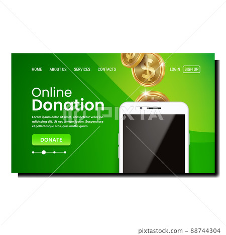 Online Donation Mobile Phone Application Vector 88744304