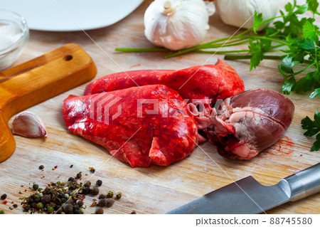 Raw lamb heart and lungs Raw lamb heart and lungs 88745580