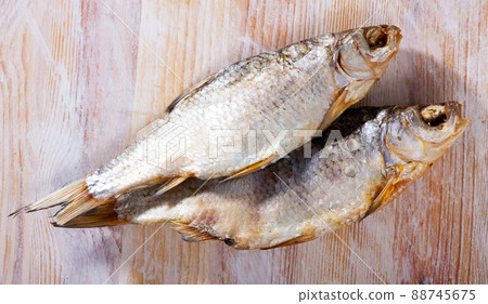 Salt-dried vobla. Traditional beer snack  88745675