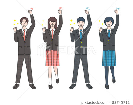Student whole body male and female guts pose 02 88745711