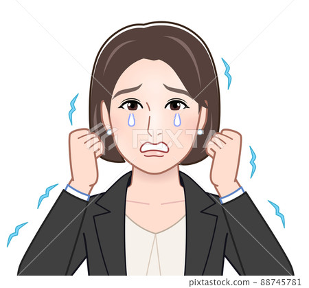 A person crying while trembling A person crying while trembling 88745781