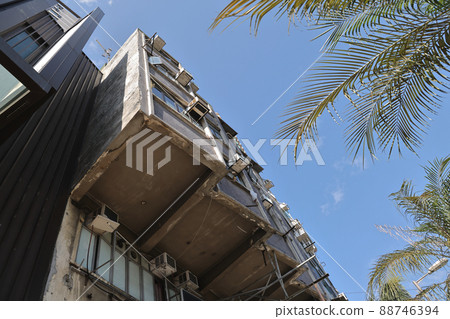 Hong Kong old tenement buildings or tong lau are panel blocks 10 April 2022 88746394