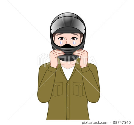 A man wearing a motorcycle helmet A man wearing a motorcycle helmet 88747540
