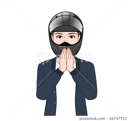 A man wearing a motorcycle helmet 88747552