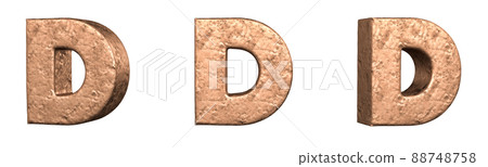 Letter D from Copper letters alphabet collection set. Isolated. 3D Rendering 88748758