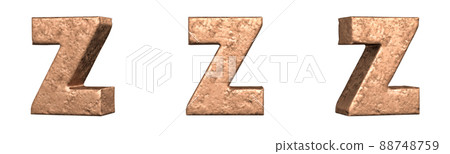 Letter Z from Copper letters alphabet collection set. Isolated. 3D Rendering Letter Z from Copper letters alphabet collection set. Isolated. 3D Rendering 88748759