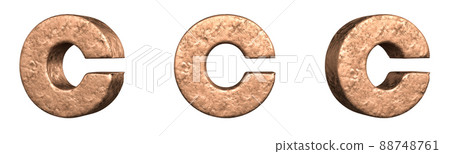 Letter C from Copper letters alphabet collection set. Isolated. 3D Rendering Letter C from Copper letters alphabet collection set. Isolated. 3D Rendering 88748761