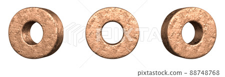 Letter O from Copper letters alphabet collection set. Isolated. 3D Rendering Letter O from Copper letters alphabet collection set. Isolated. 3D Rendering 88748768